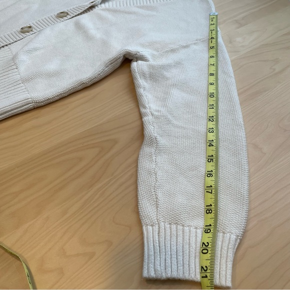 Loft V Neck Cardigan Sweater Size XL Ivory Cream Button Down Classic 100% Cotton - Picture 5 of 8